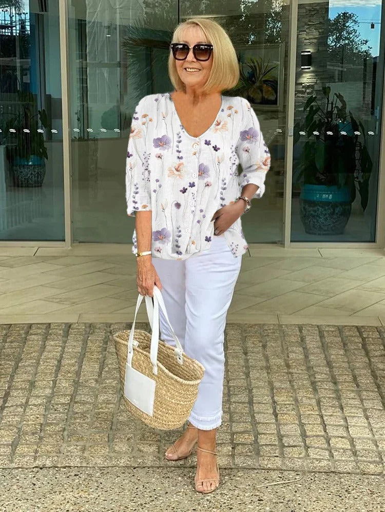 Joelle™ | Floral Button Tunic Top