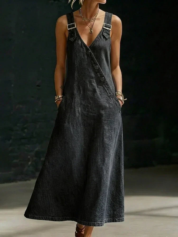 Seraphina™ | Long Button-Down Overall Dress