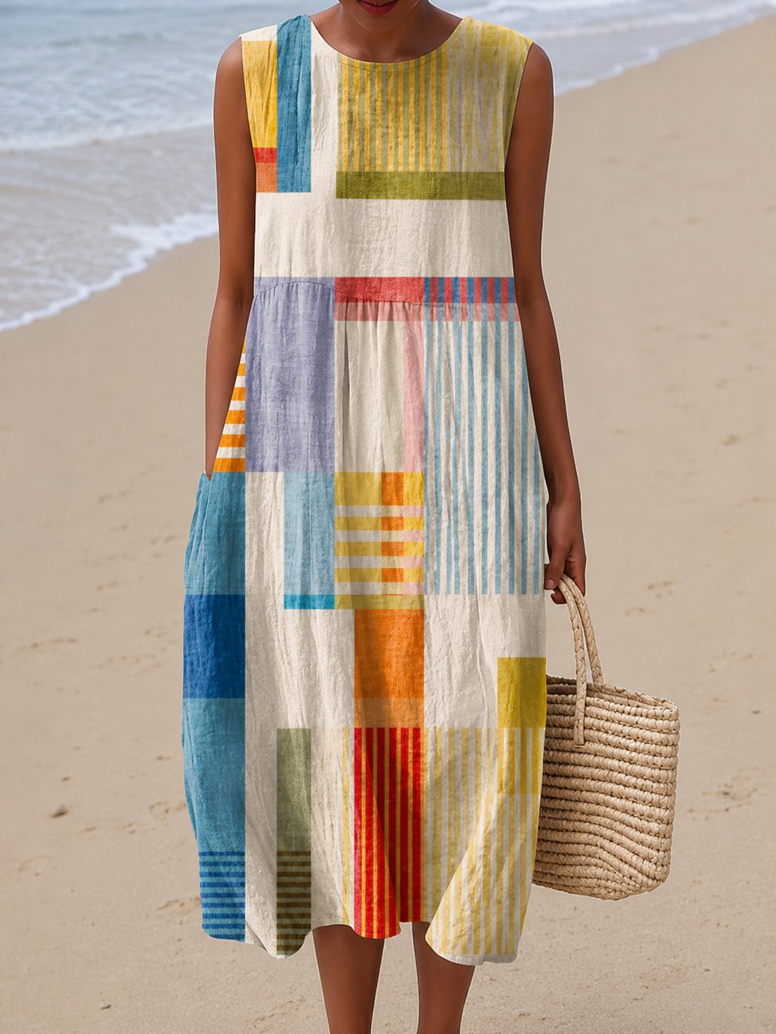 Delphara™ | Geometric Midi Dress