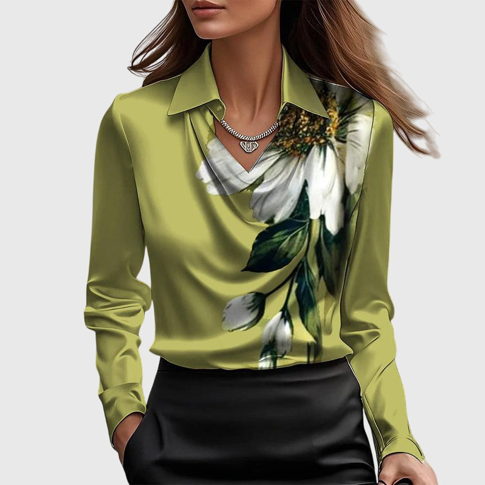 Brooklyn | Women's Cowl-Neckline Blouse with Flowing Draped Fit