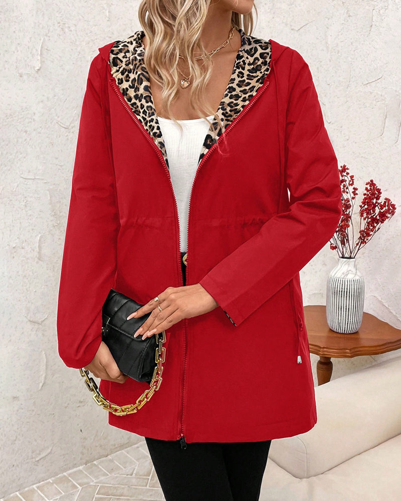 Women's Leopard Print Reversible Coat