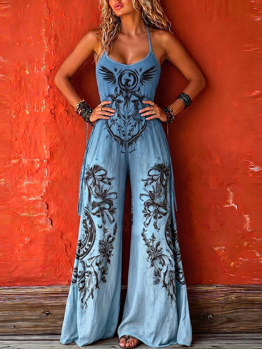 Giselle™ | Bohemian Strappy Wide-Leg Jumpsuit