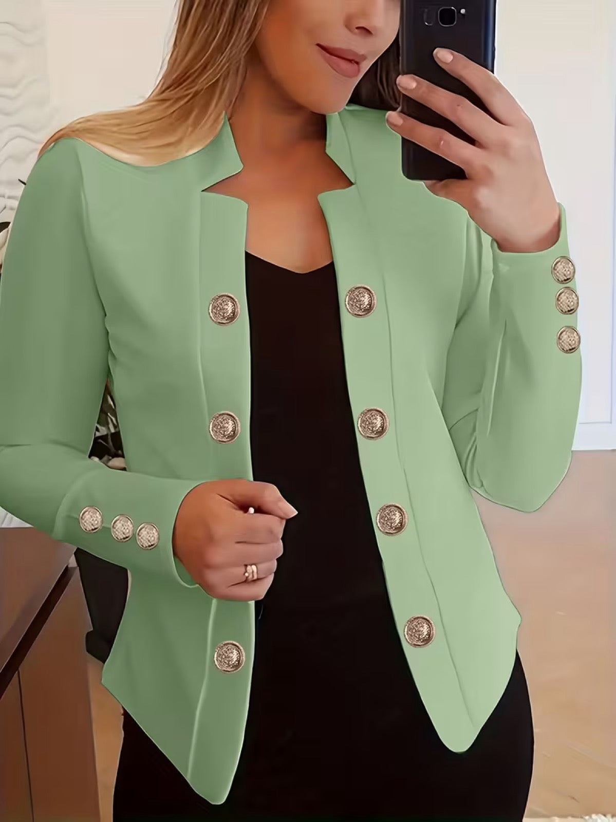 Elowise™ | Gold Button Blazer