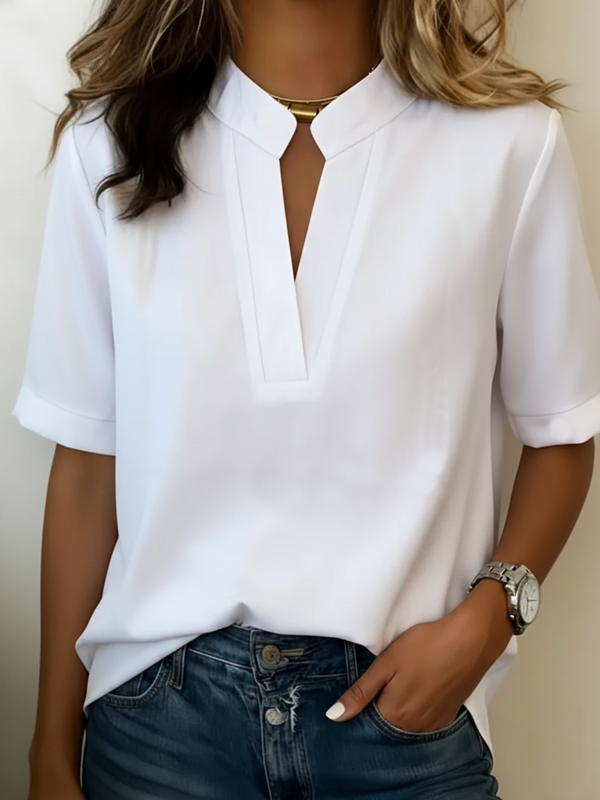Hazel™ | V-Neck Blouse with Gold Detail