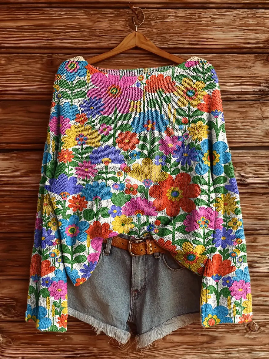 Wildrose™ | Watercolor Floral Power Print Sweater