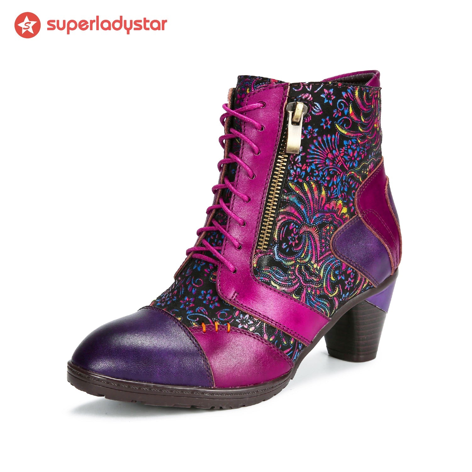 Evanthelle™ | Handcrafted Patchwork Ankle Boots