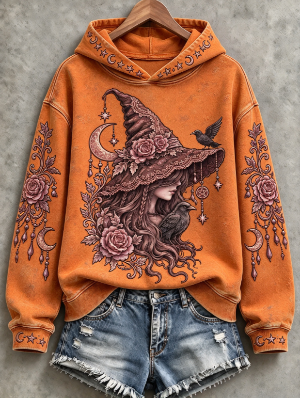 Women's Halloween Witch Print Sweatshirt