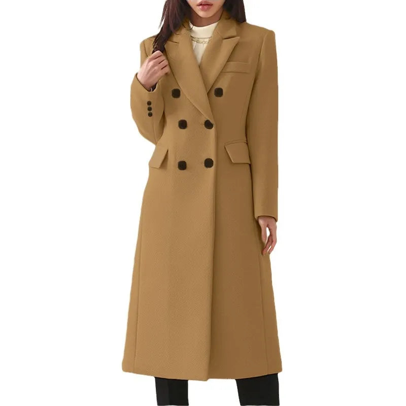 Women’s Long Coat with Lapels and Buttons