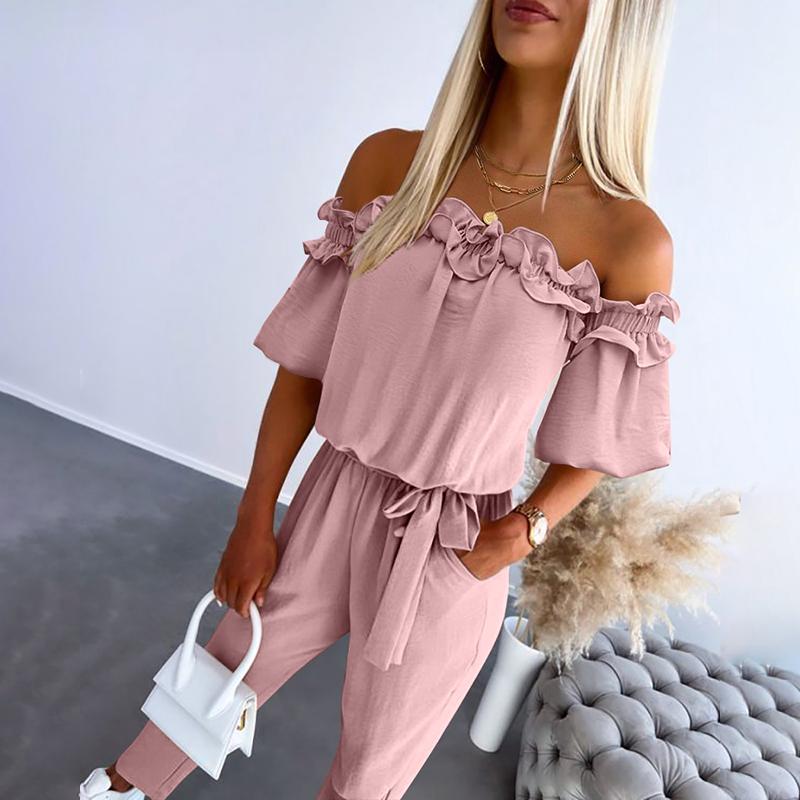 Rosalie™ | Chic Off Shoulder Frill Tie-Waist Jumpsuit