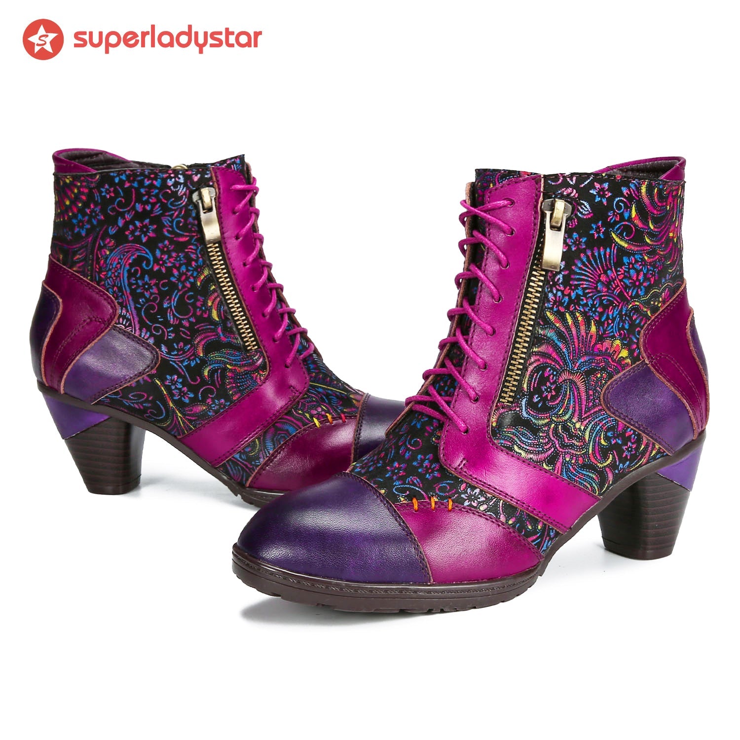 Evanthelle™ | Handcrafted Patchwork Ankle Boots