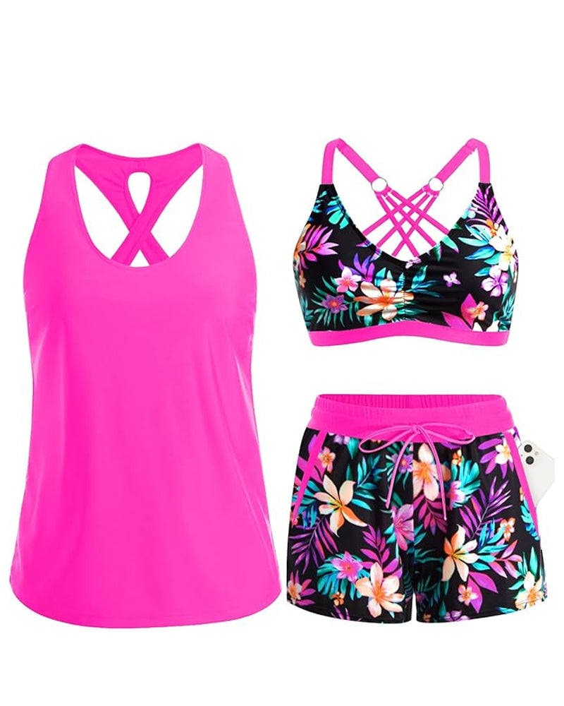 Tropicana™ | Three-Piece Tankini Bikini & Cover-Up Set