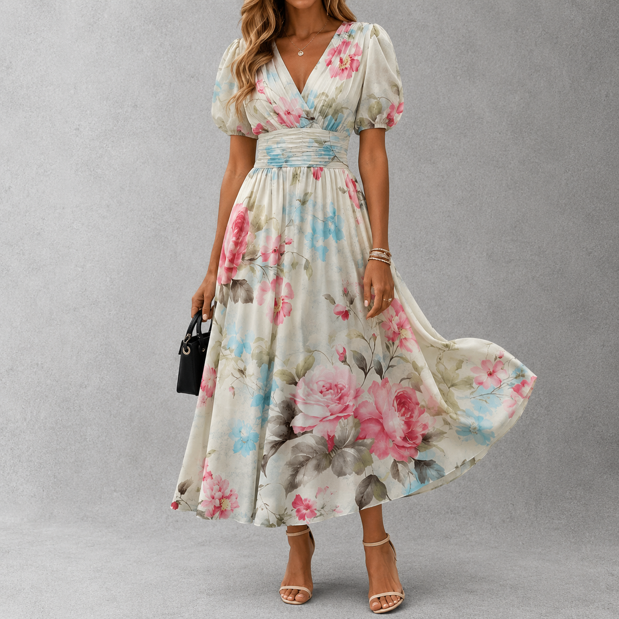 Eleanora™ | Floral Wrap Midi Dress