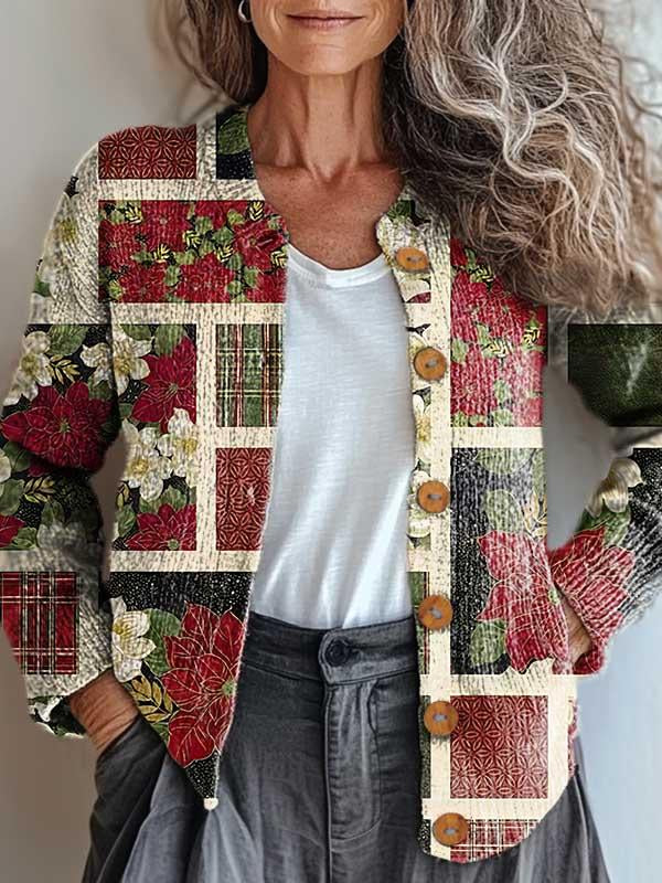 Frostine™ | Festive Patchwork Cardigan
