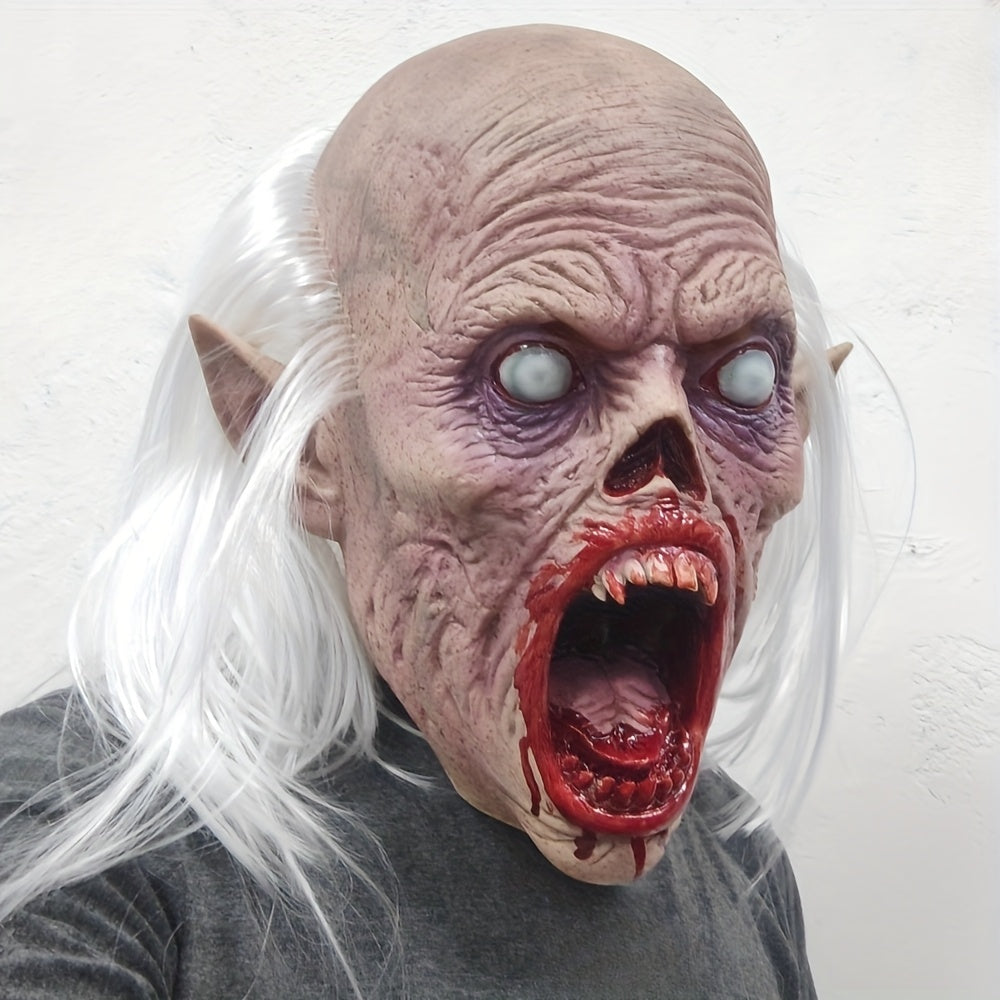 Women's Halloween White-Haired Vampire Mask