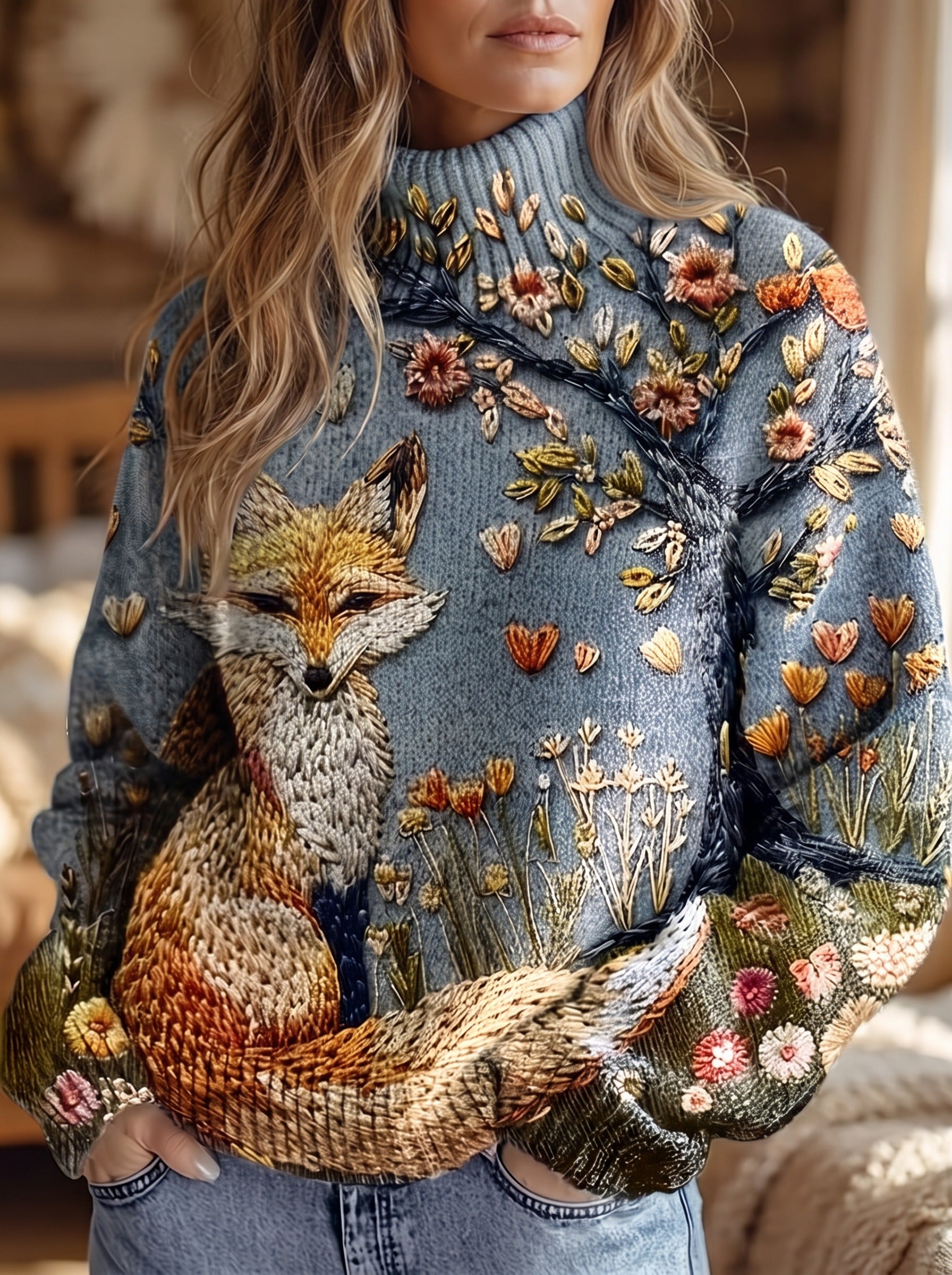 Fennimore™ | Embroidered Fox Turtleneck