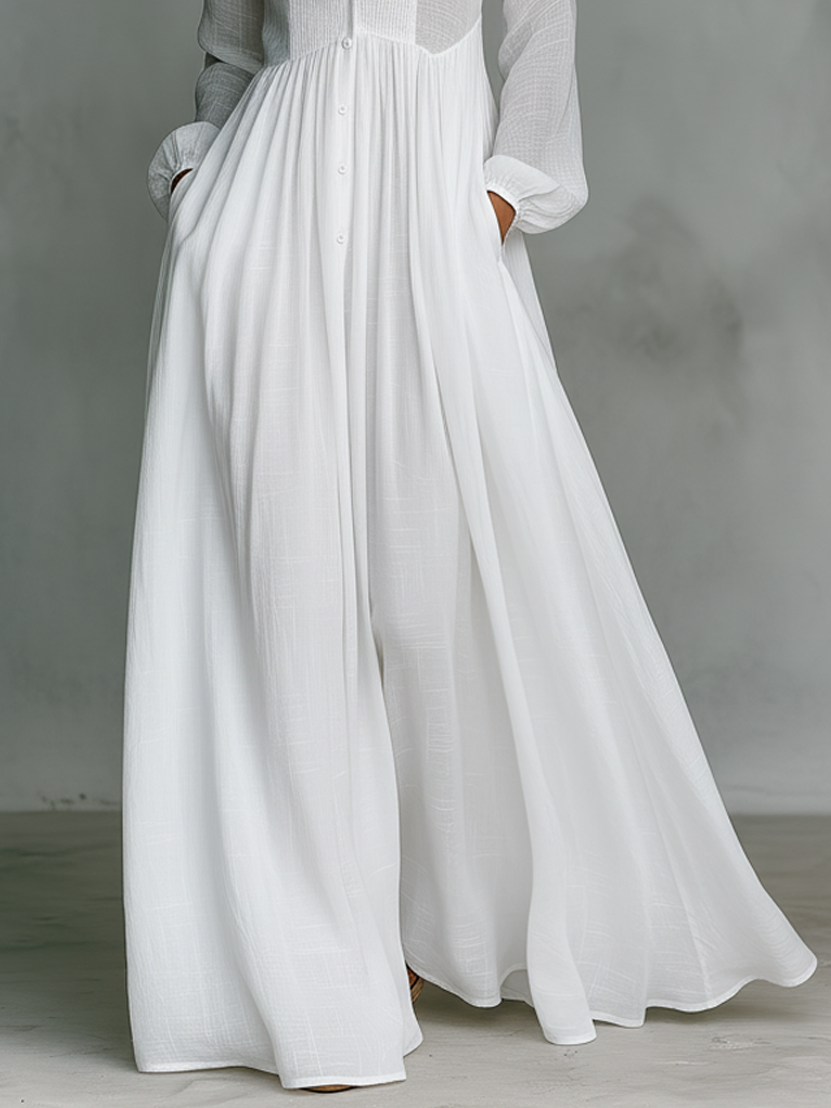 Genevieve | High-Collar Button-Front Maxi Dress