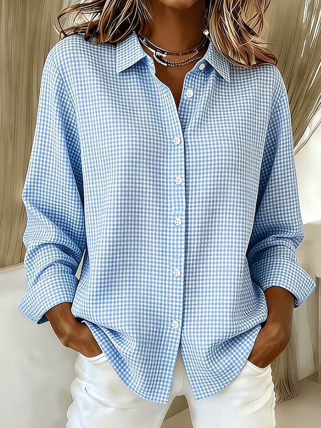 Hillrose™ | Relaxed Gingham Button-Front Blouse