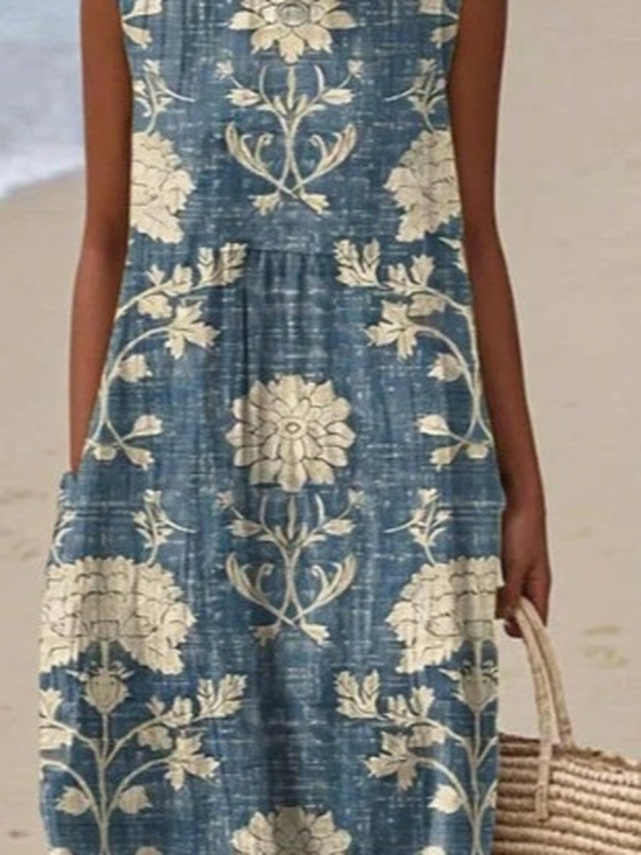 Iris™ | Vintage Damask Midi Dress