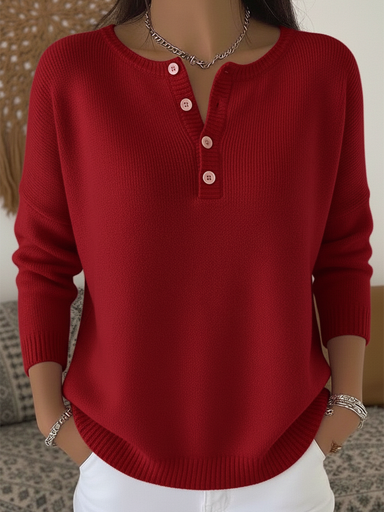 Mirelle™ | Classic Button Henley Sweater