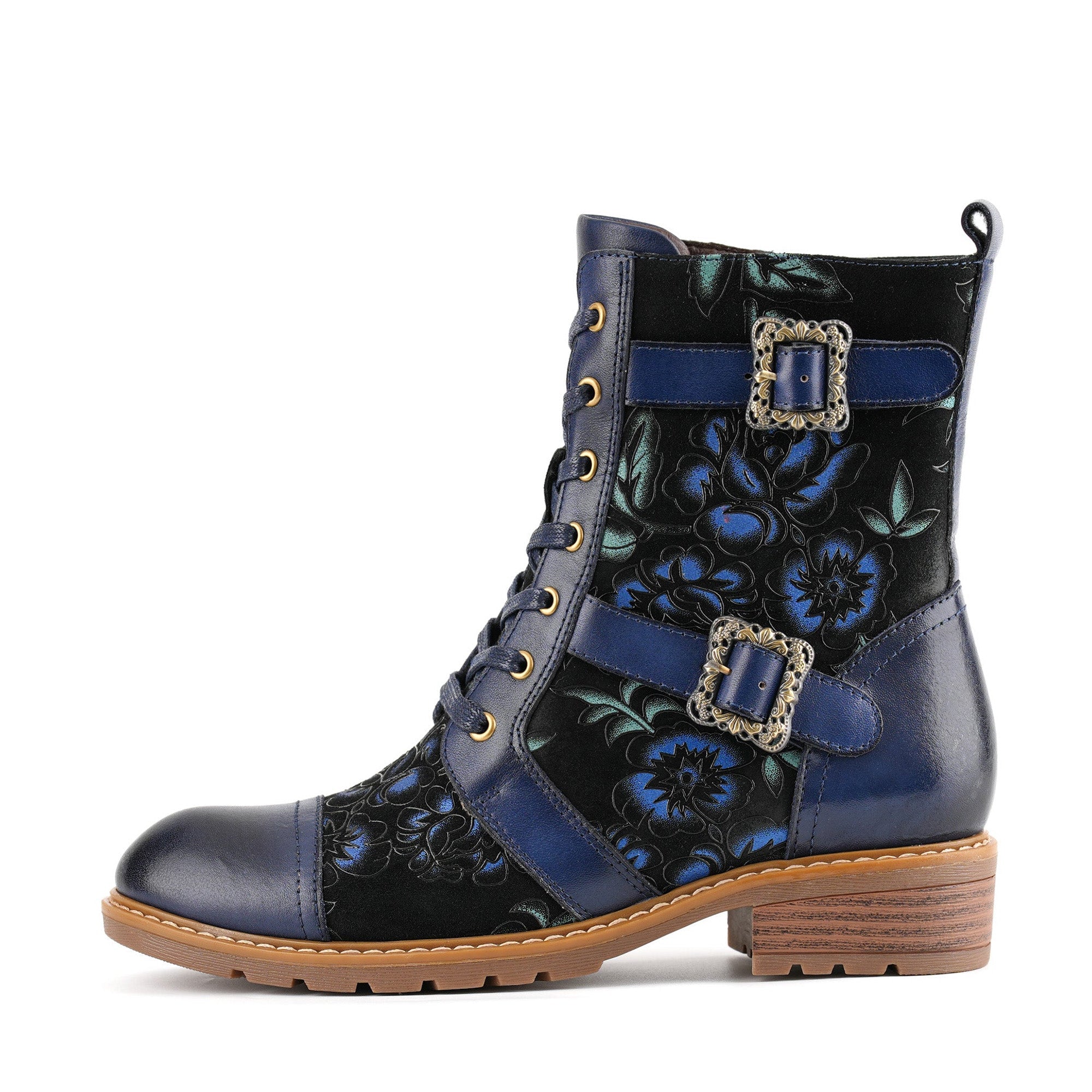 Orlena™ | Floral Lace-Up Ankle Boot