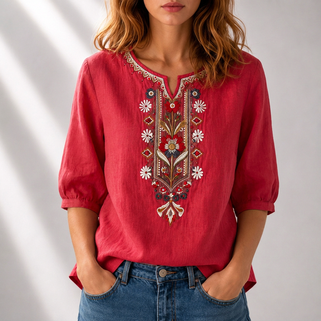 Loriette™ | Floral Embroidered Blouse
