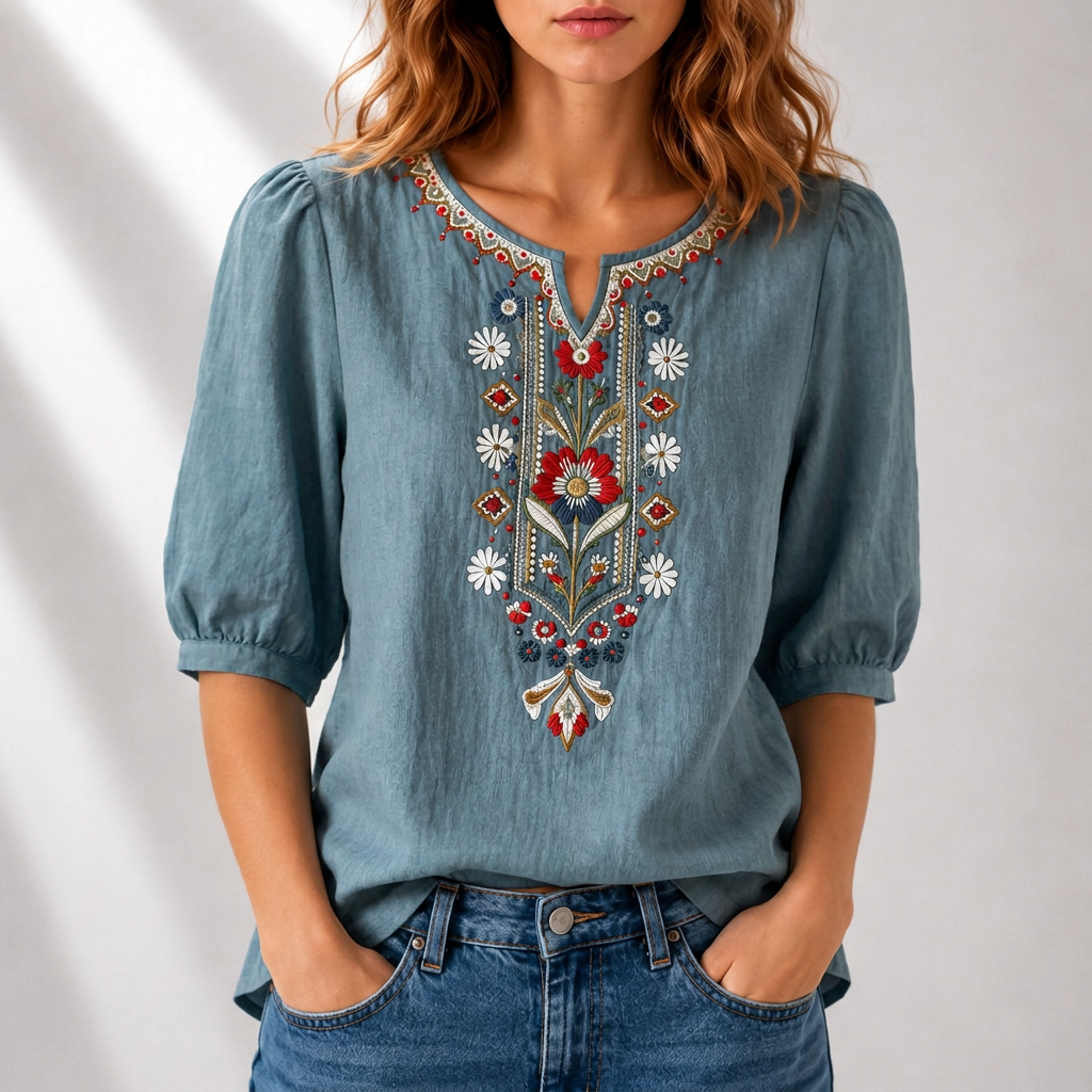 Loriette™ | Floral Embroidered Blouse