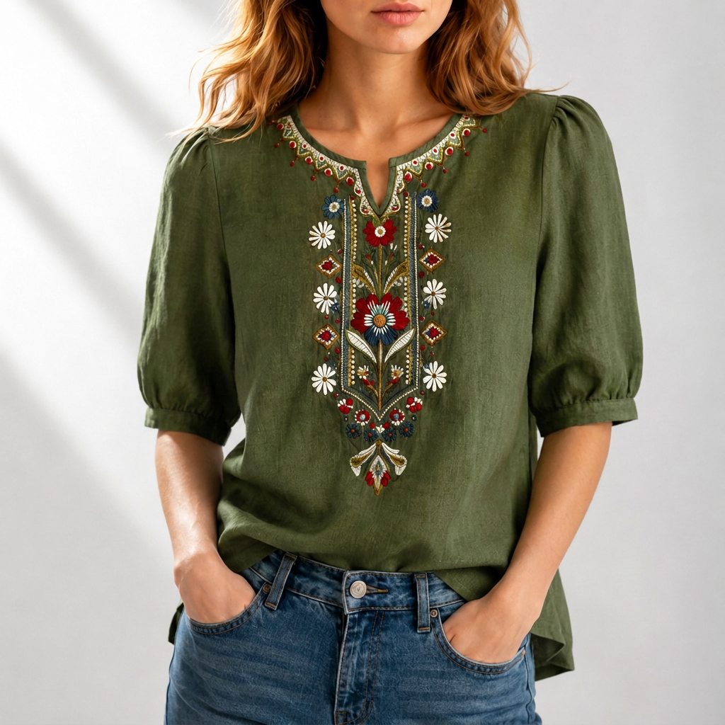 Loriette™ | Floral Embroidered Blouse