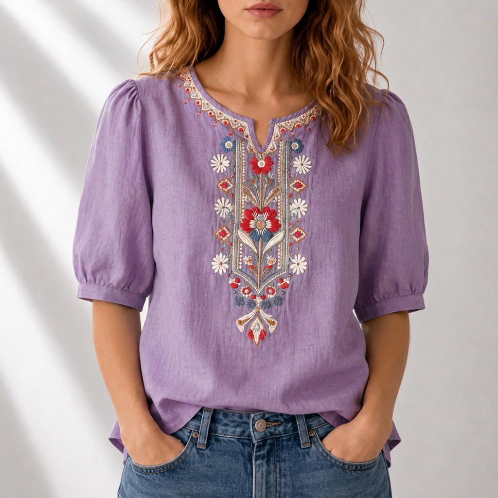 Loriette™ | Floral Embroidered Blouse