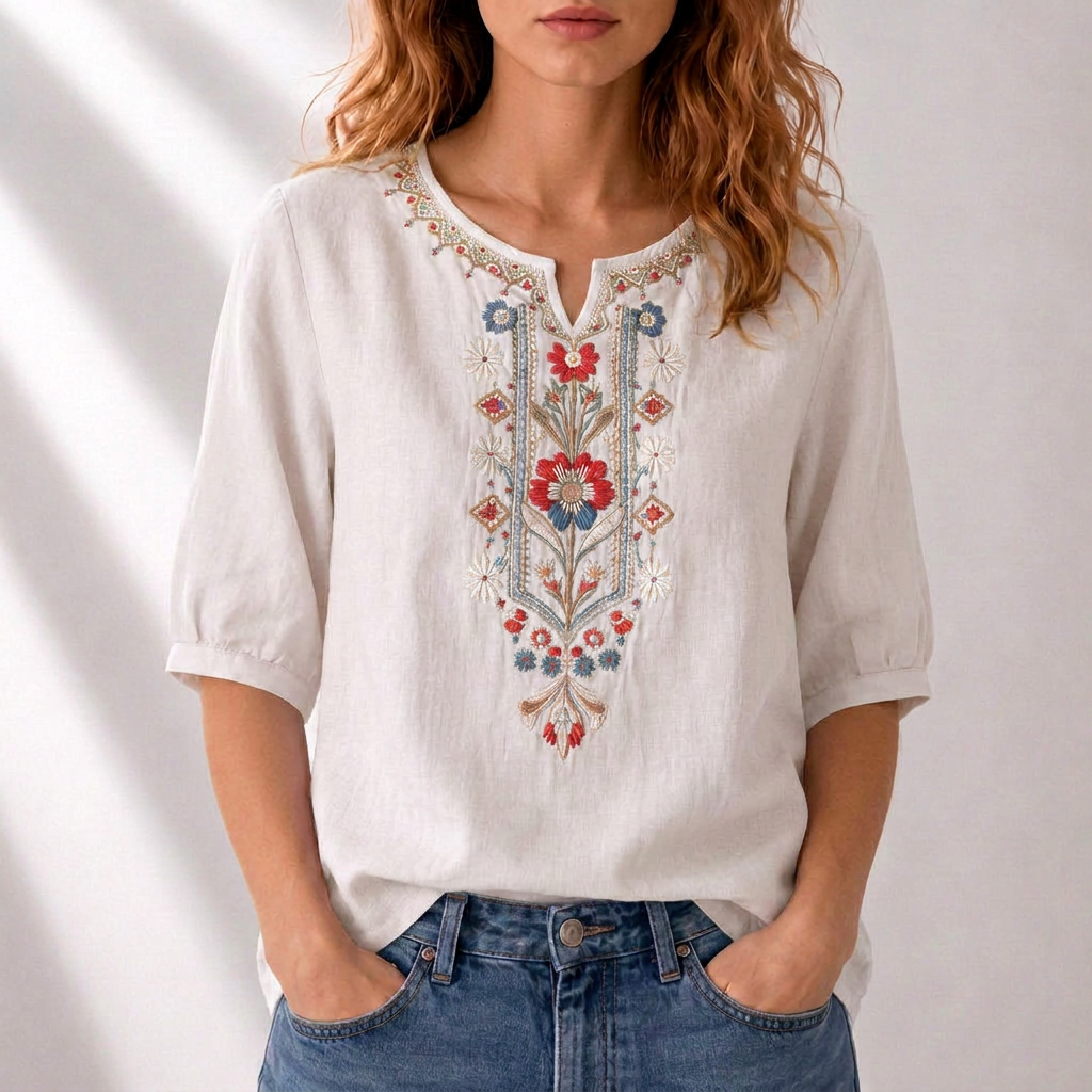 Loriette™ | Floral Embroidered Blouse