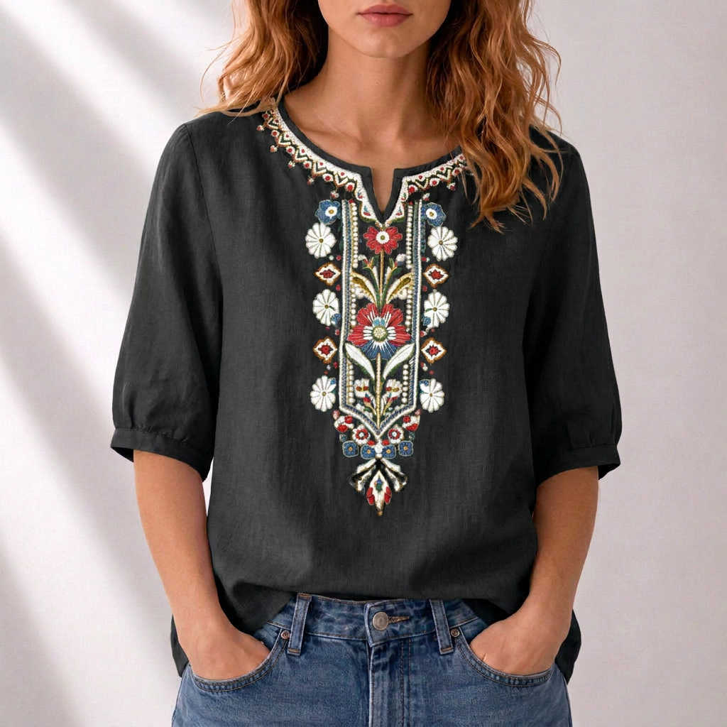 Loriette™ | Floral Embroidered Blouse