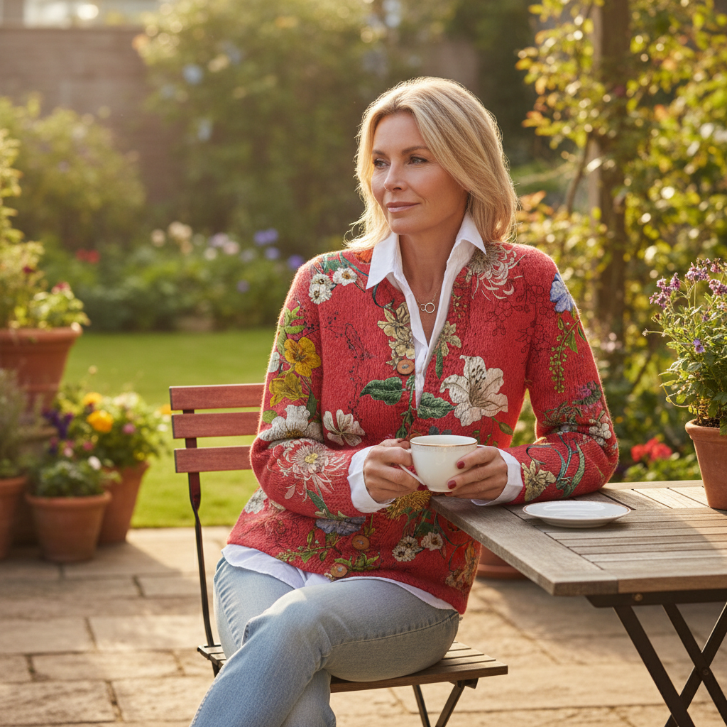Thea™ | Vintage Floral Art Print Buttoned Cardigan