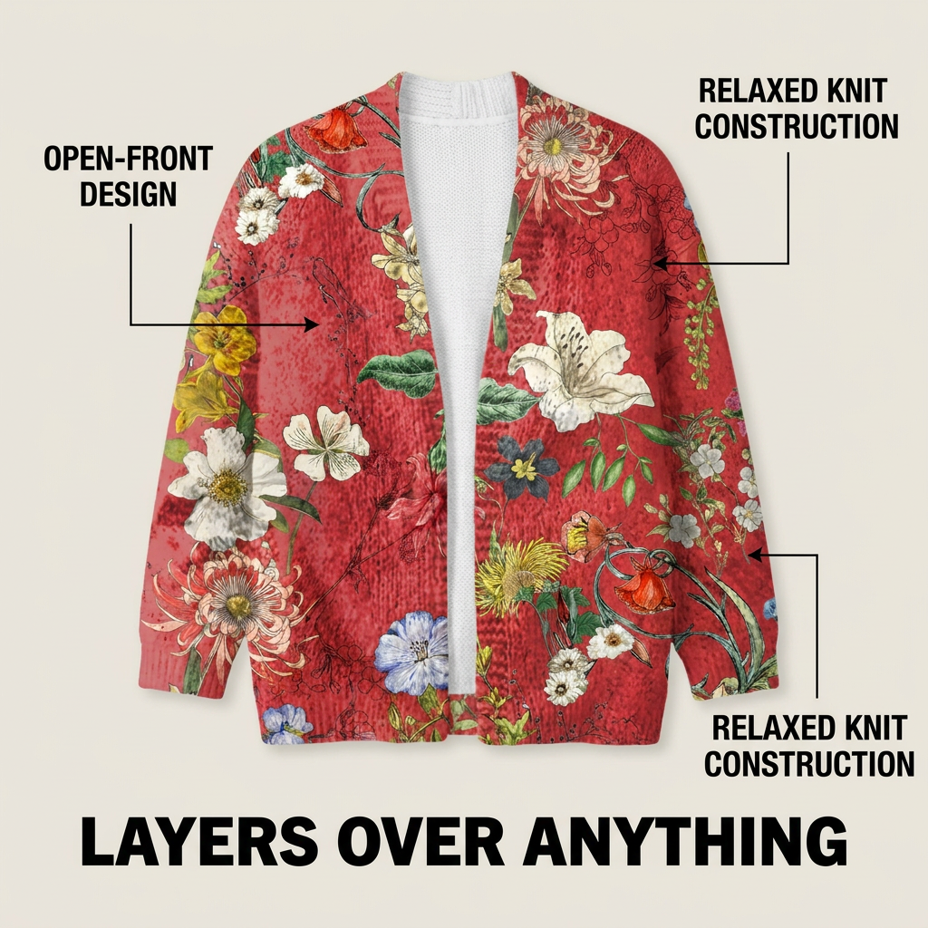 Thea™ | Vintage Floral Art Print Buttoned Cardigan