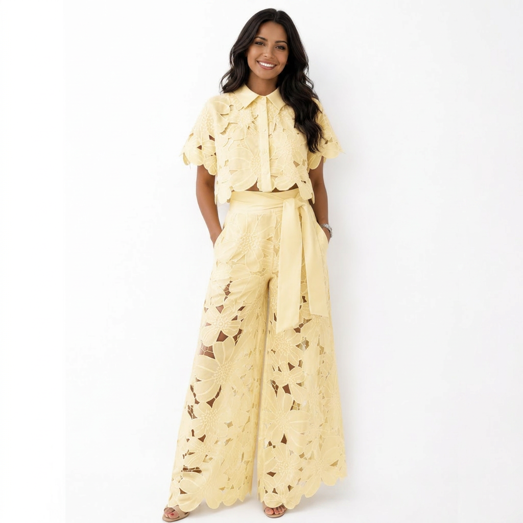 Temperance™ | Floral Cut-Out Wide-Leg Set
