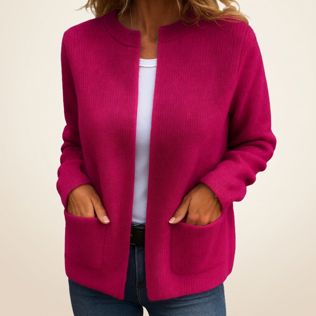 Priscilla™ | Open-Front Ribbed Cardigan with Pockets