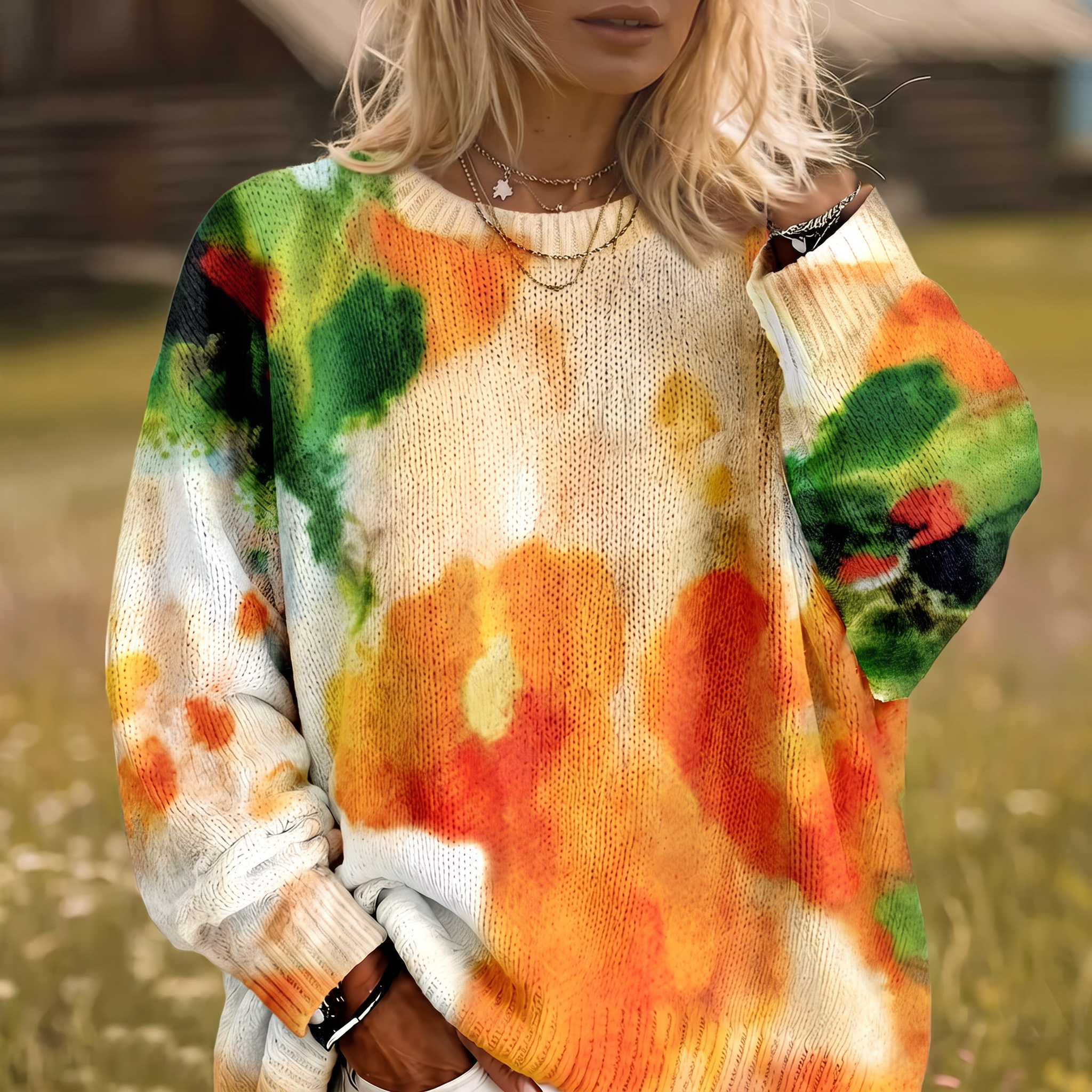 Elorinda™ | Tie-Dye Round-Neck Sweater
