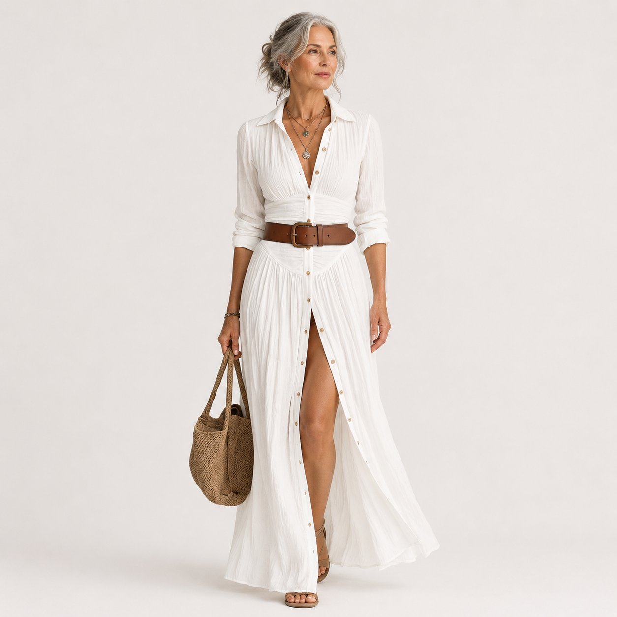 Lelivilia™ | Long Maxi Dress with Notched Collar
