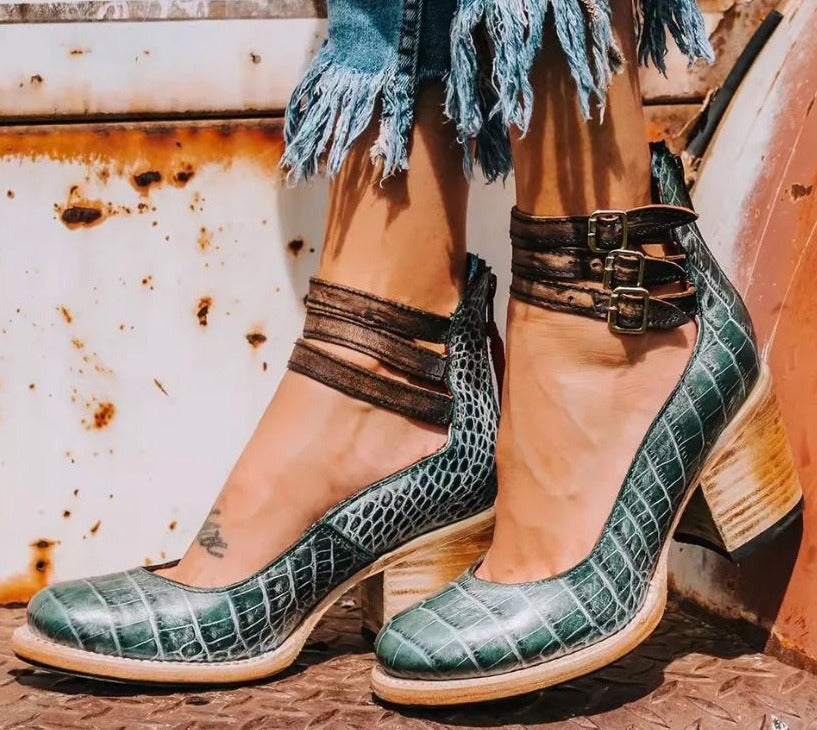 Vexara™ | Buckle Strap Block Heel