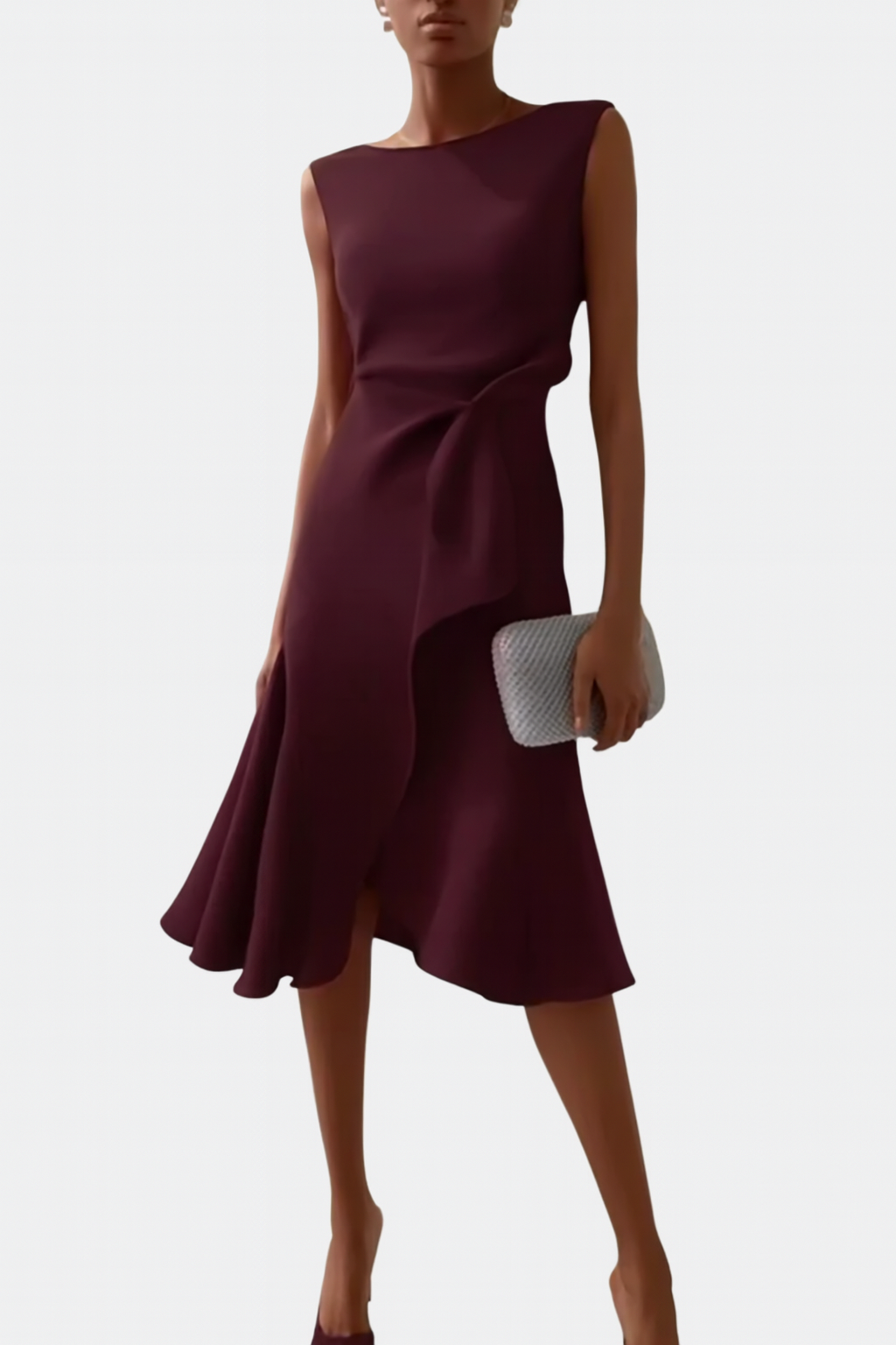 Women’s Draped Asymmetric Midi Dress