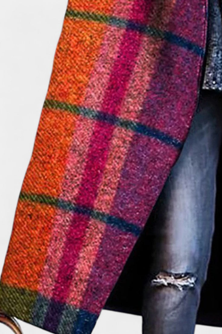 Scarlett™ | Notched Collar Checked Coat
