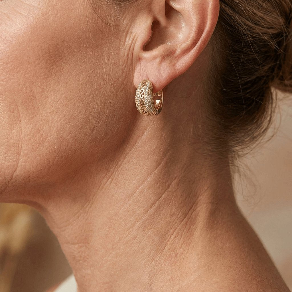Cristelle™ | Bohemian Pavé Scroll Hoop Earrings