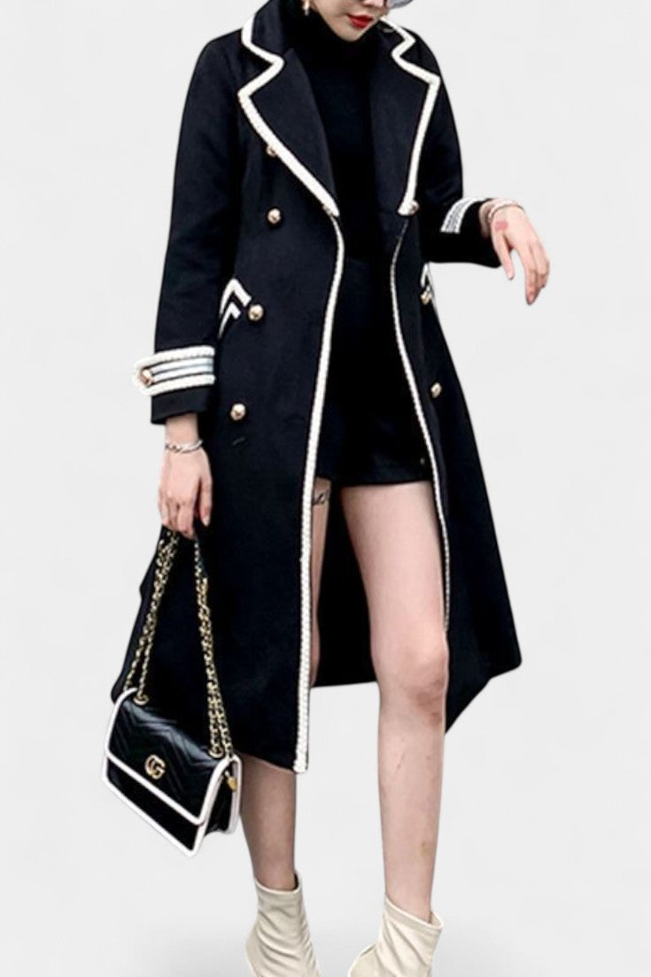 Trevaine™ | Tailored Double-Breasted Long Coat