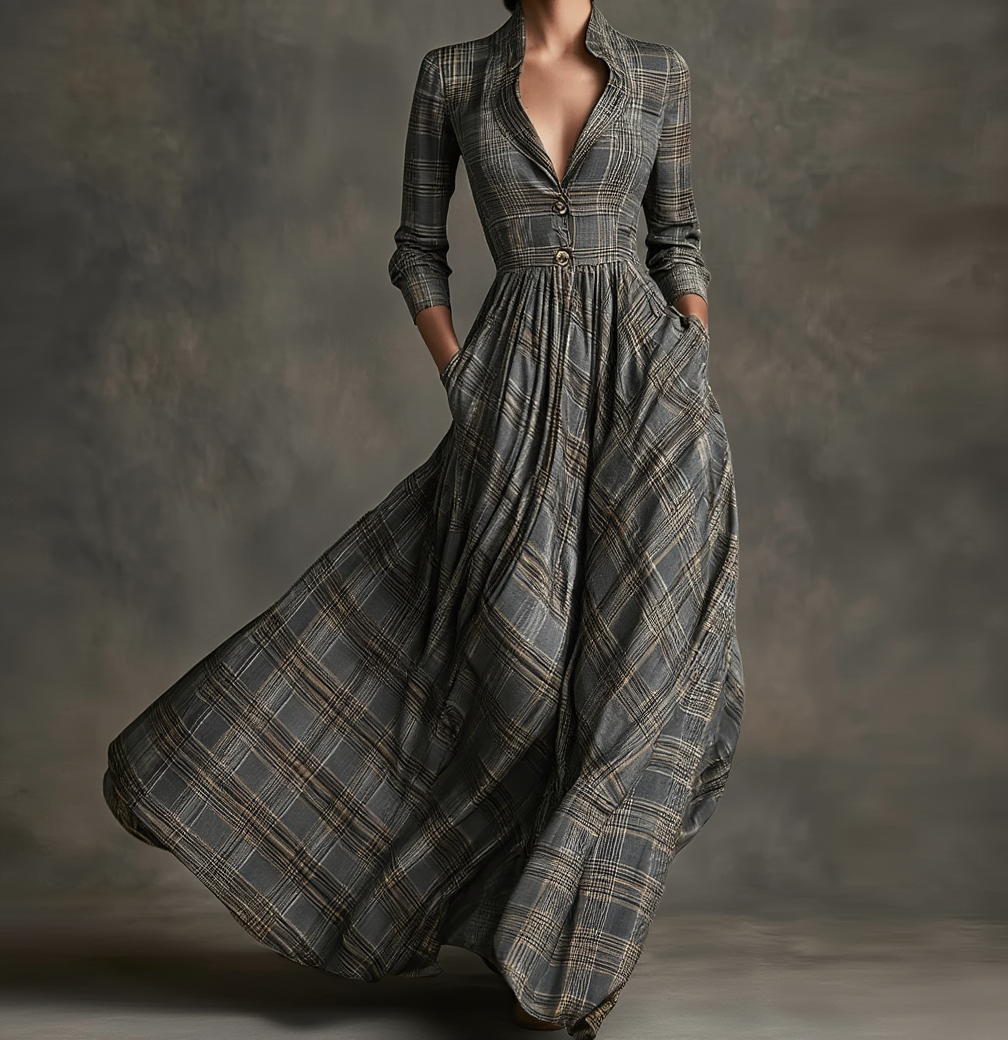 Maeverly™ | Plaid Flowing Maxi Dress