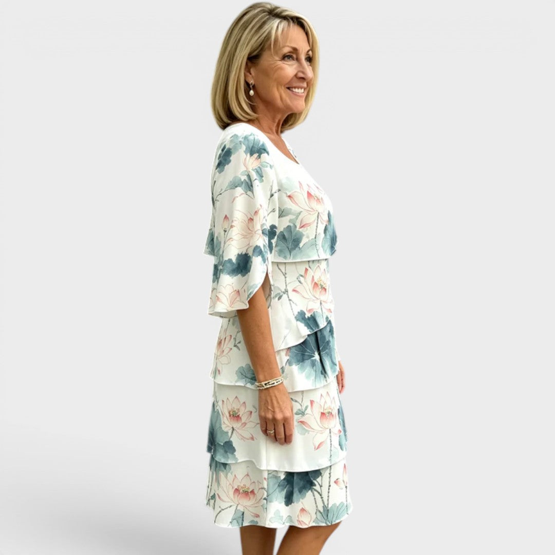 Iris™ | Layered Floral Midi Dress