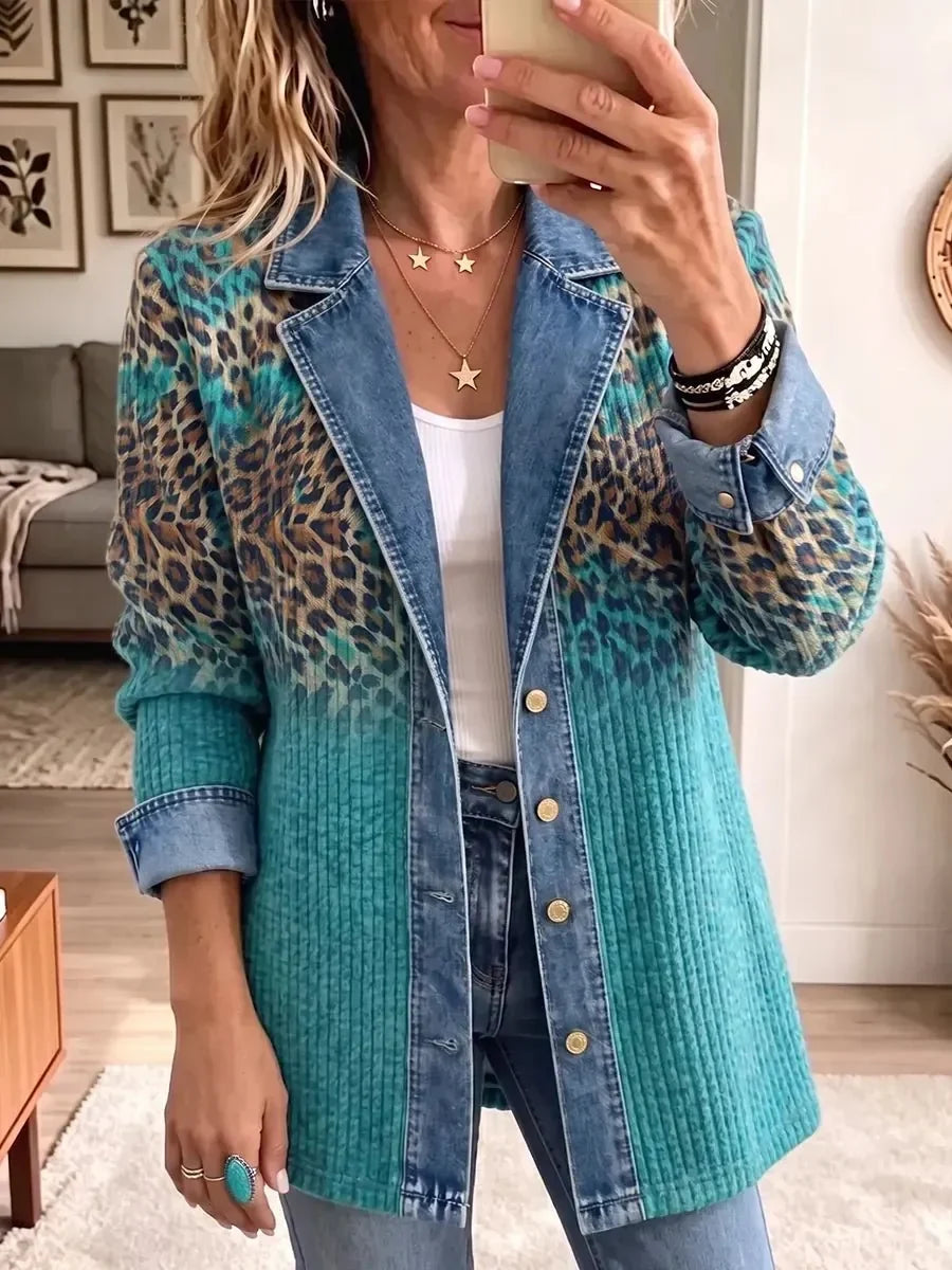 Adelia™ | Leopard Print Denim Jacket
