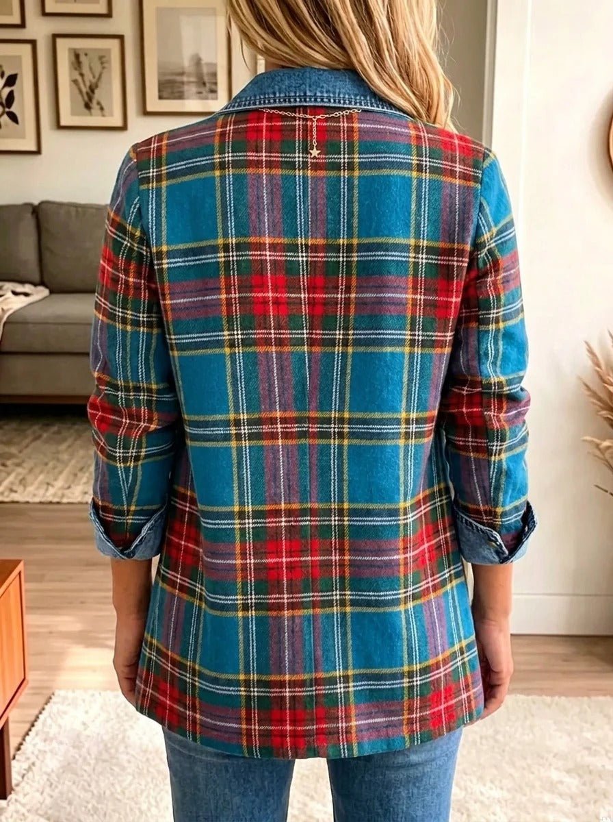 Lisbet™ | Tartan Plaid Denim Blazer