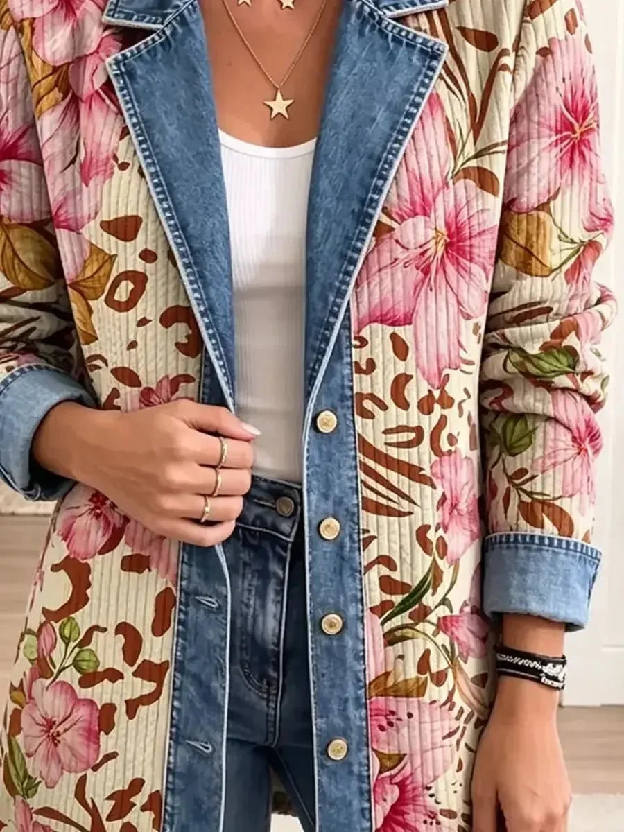 Elva™ | Floral Leopard Denim Jacket
