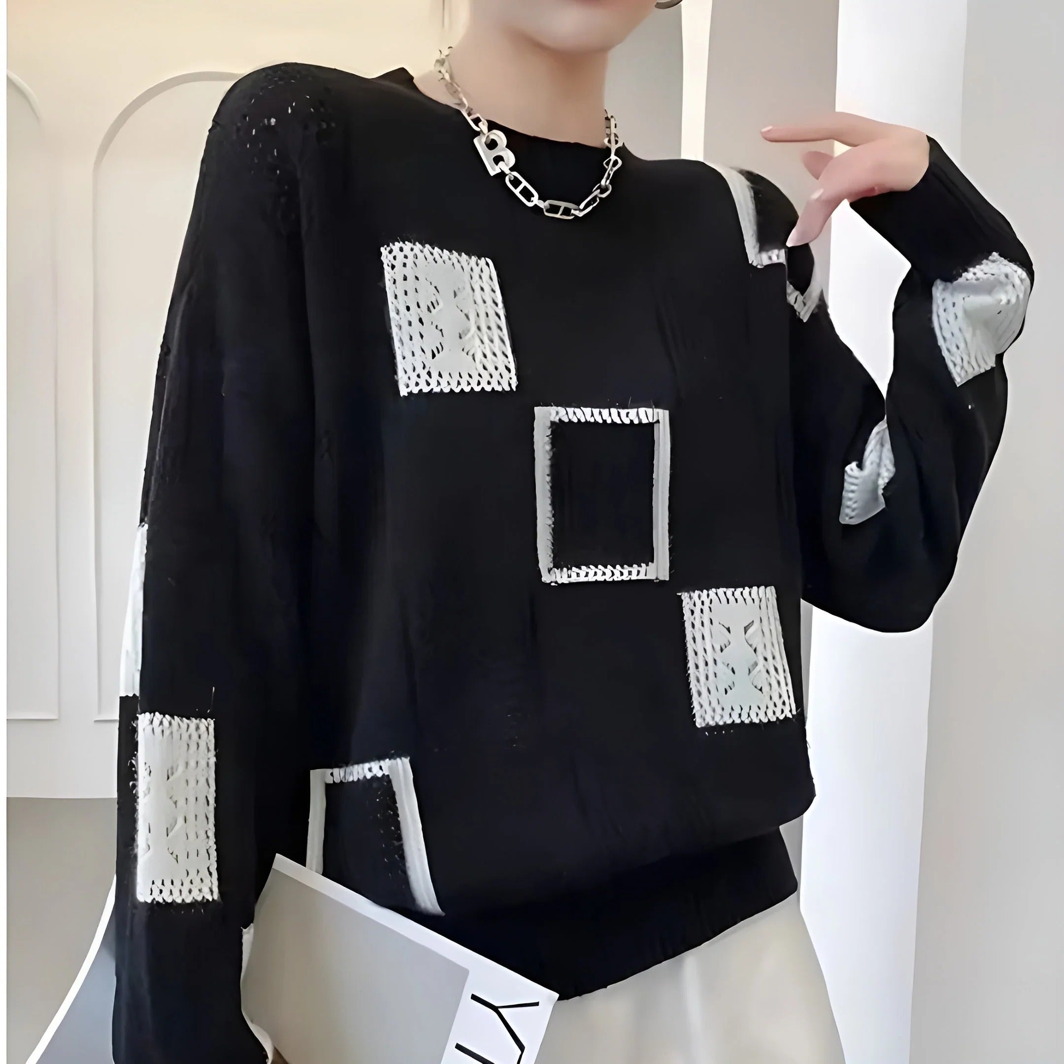 Anouk™ | Patchwork Openwork Sweater
