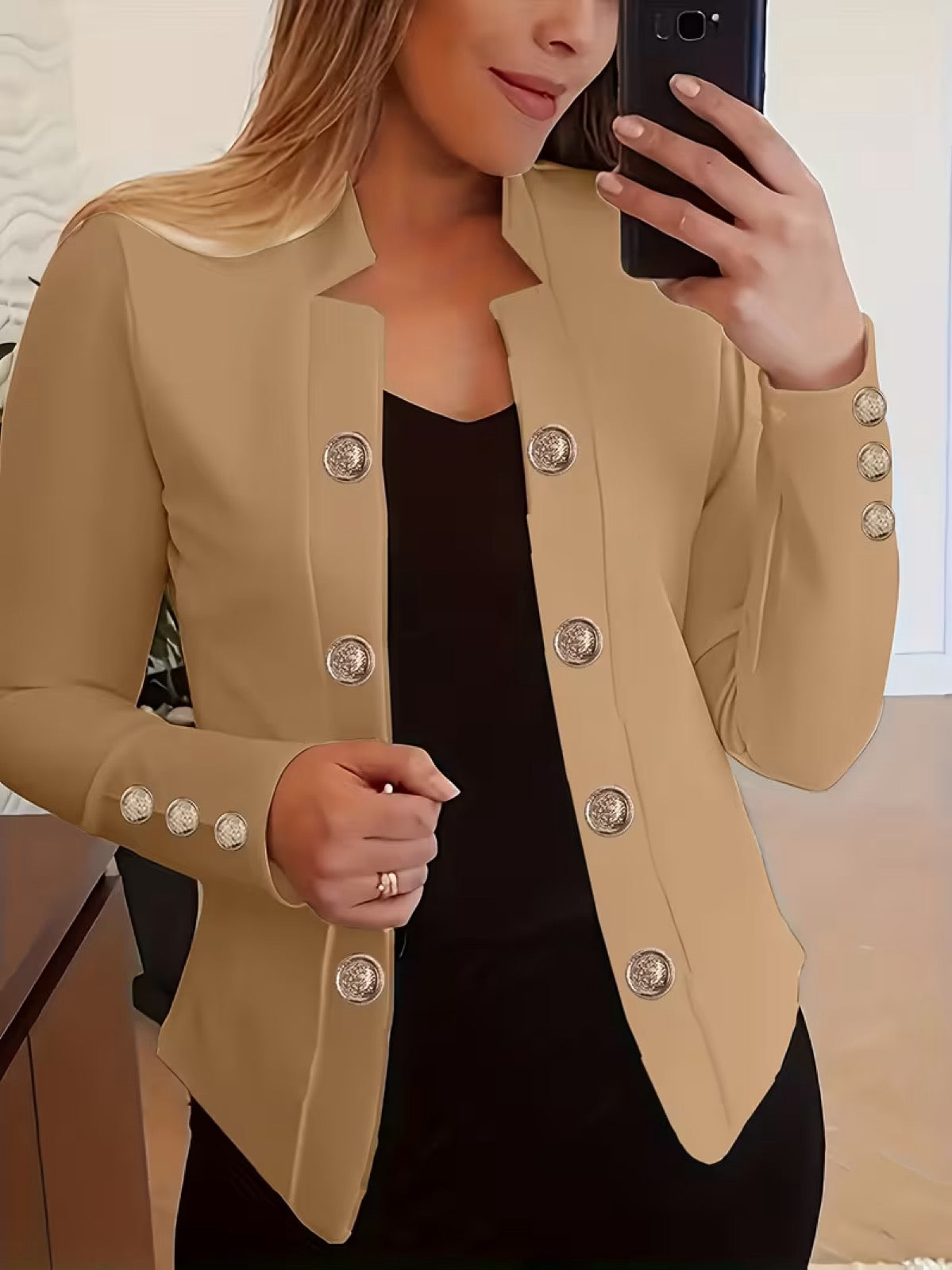 Isaline™ | Gold Button Blazer