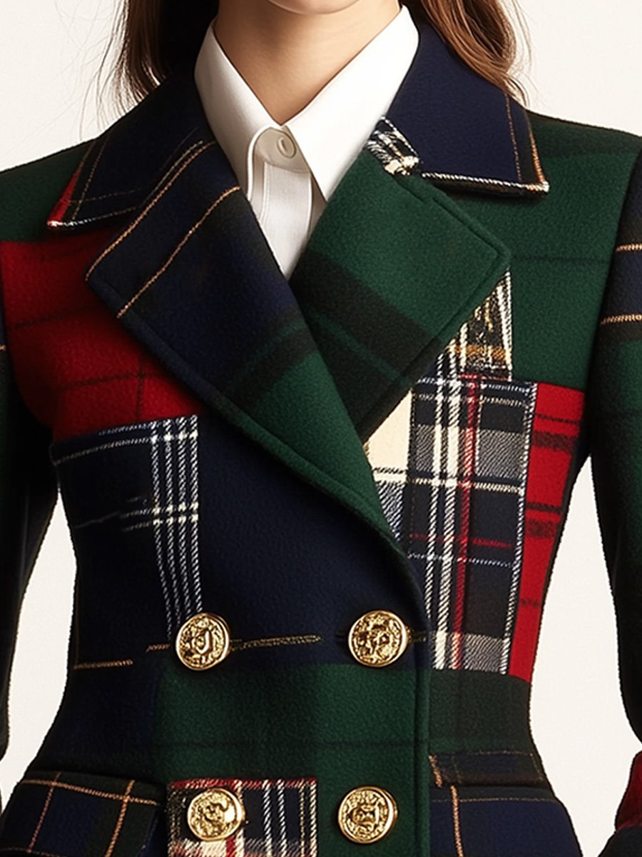 Ivelda™ | Plaid Double-Breasted Blazer