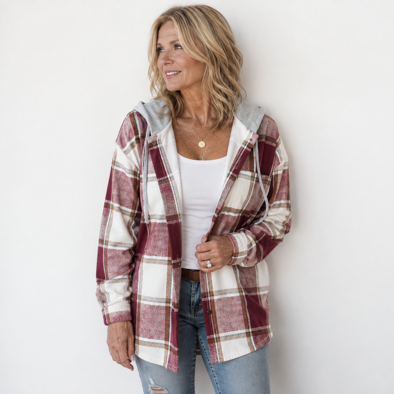 Odalynn™ | Cozy Plaid Hooded Jacket